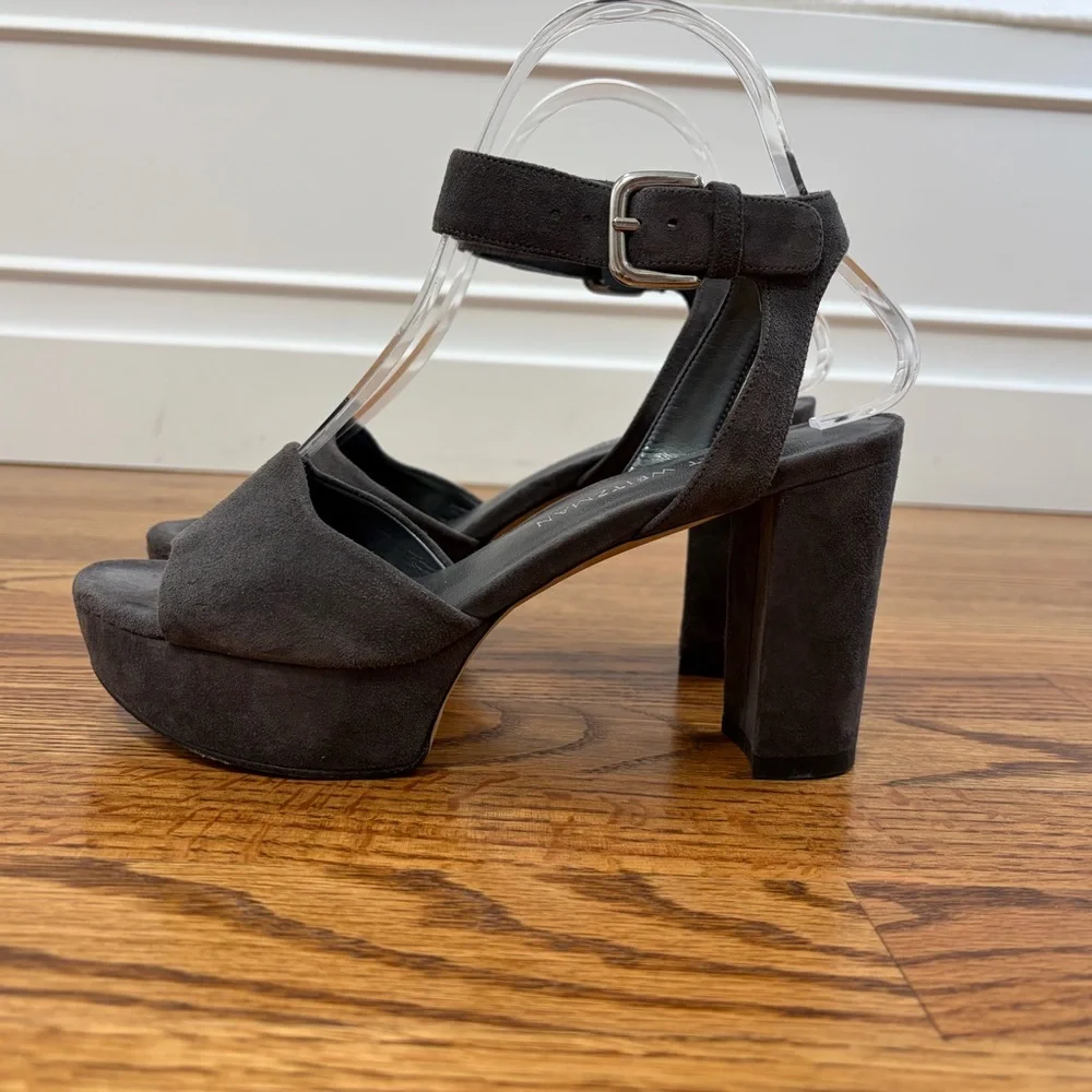 Stuart Weitzman Grey Suede Platform Sandals